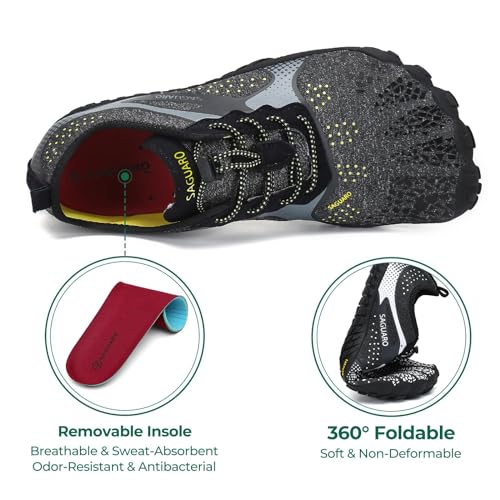 Detalle 2 de SAGUARO Hombre Barefoot Zapatillas Minimalistas Mujer Antideslizante – Zero Drop, Suela Negra Ahumada (Gr.42)