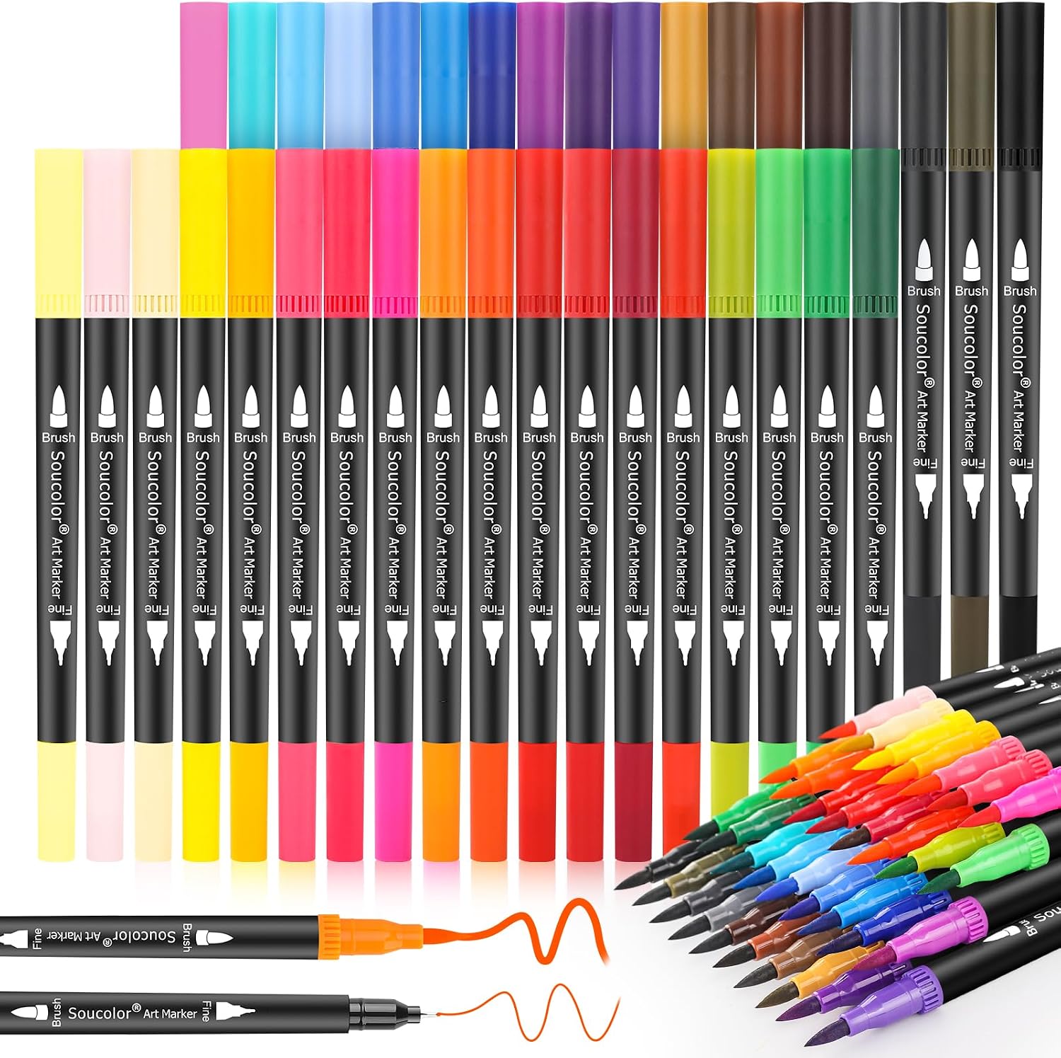 Detalle de Soucolor Dual-Tip Brush Markers, 36 Colors
