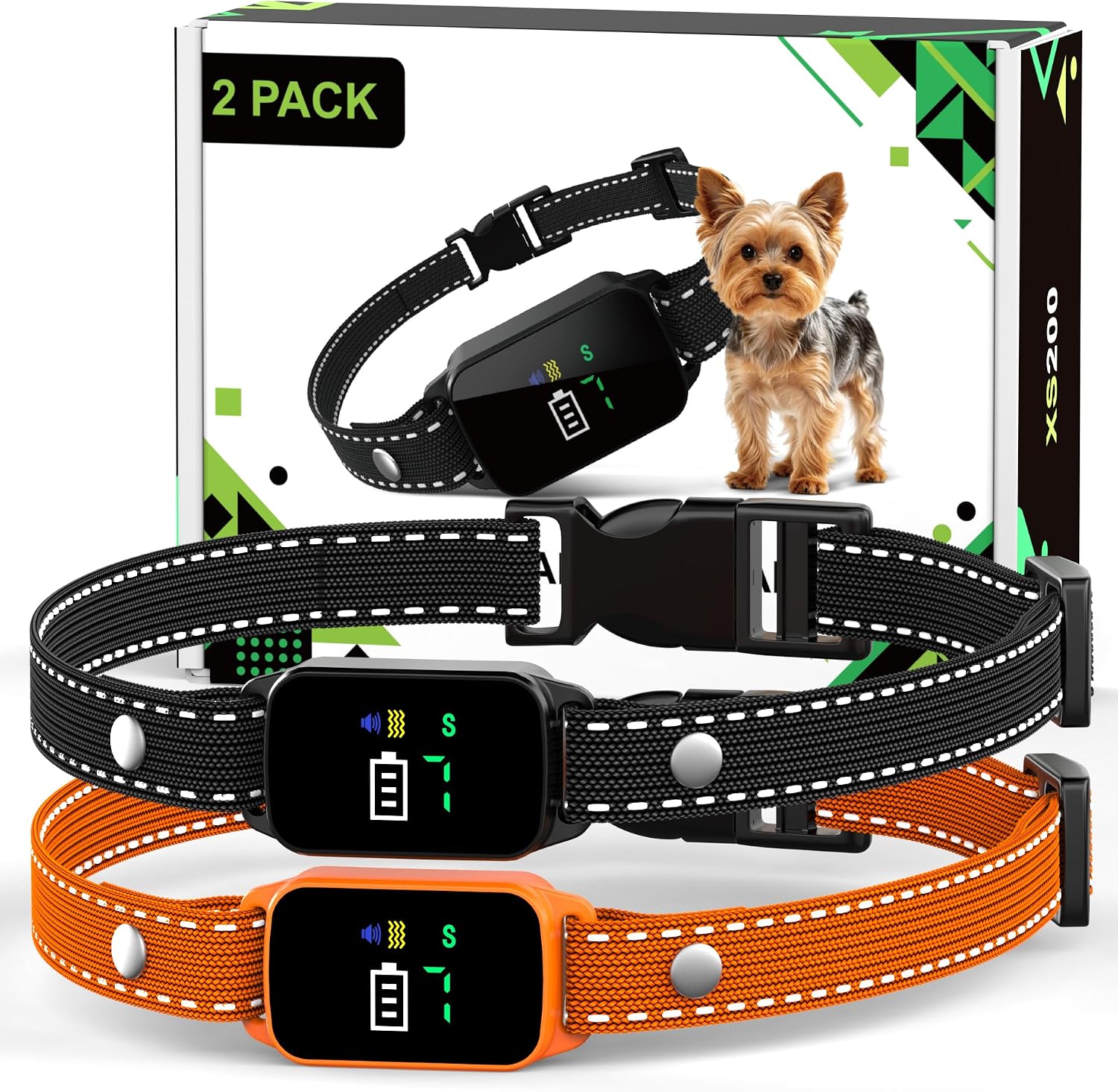 Detalle de Dog Bark Collar 2Pack Small Anti Barking Collar for 5–60 lbs Dogs – IPX7 Waterproof, Rechargeable, 3 Modes