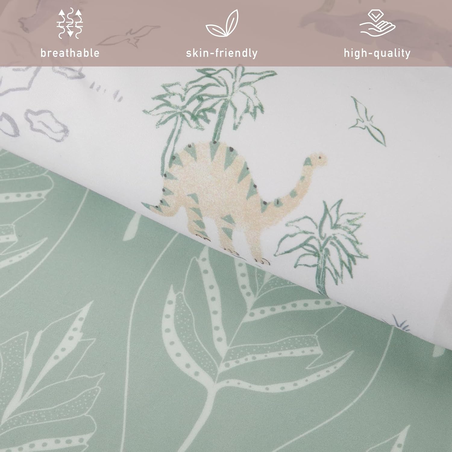 Detalle de GLLQUEN BABY 2 Pack Moses Basket Fitted Sheets (Dinosaur Explorer) – 81 x 41 cm