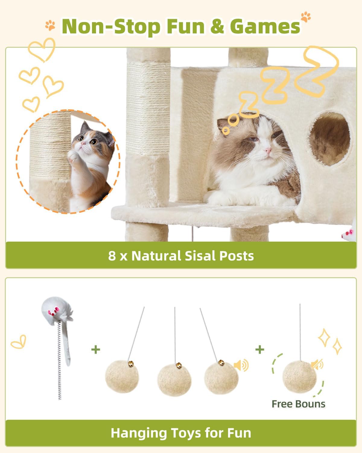Thumbnail 5 de Taoqimiao Rascador para Gatos Grandes 193cm