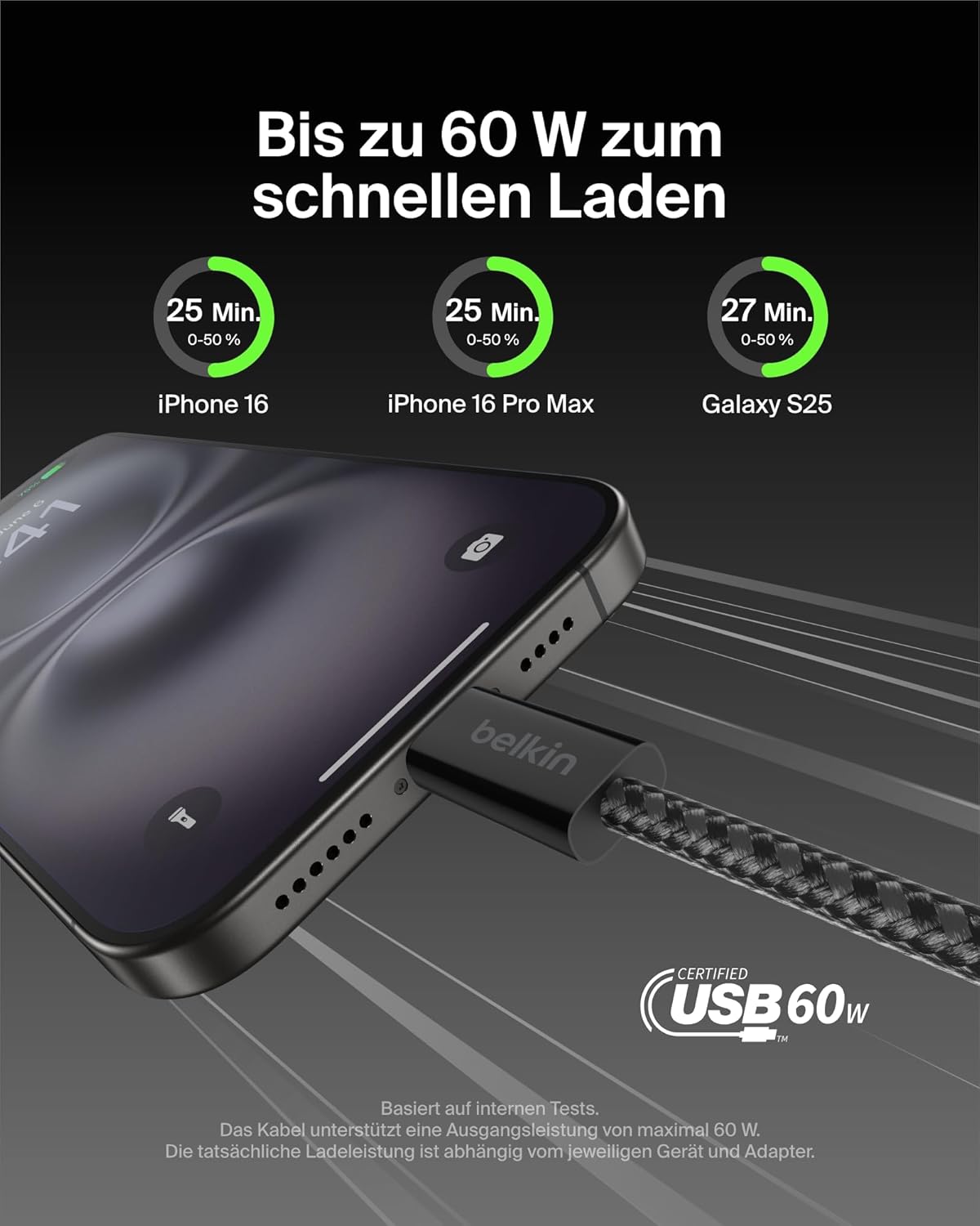 Detalle 2 de Belkin USB-C Kabel 1,5 m 60W 2er-Pack