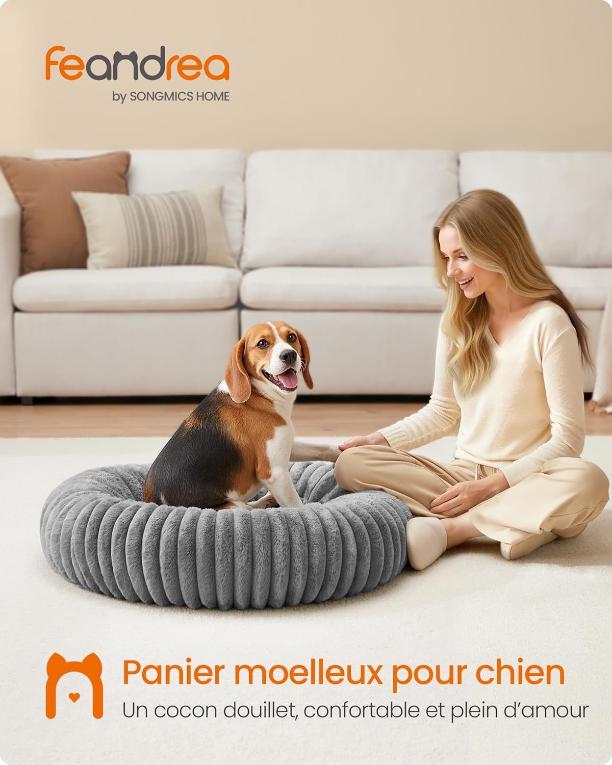 Thumbnail 1 de Feandrea Panier pour chien et chat taille grande (80 cm) gris tourterelle PGW304GD01