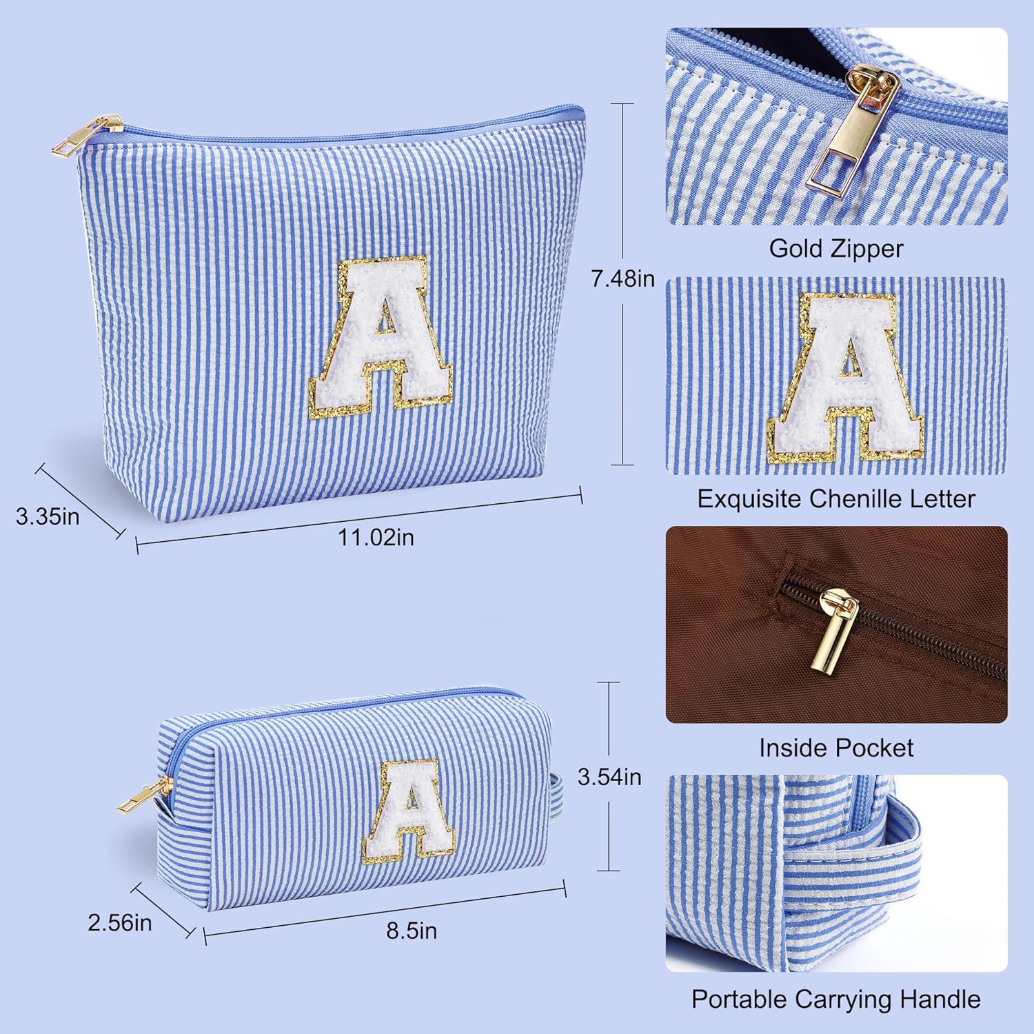 Detalle 2 de Parima Personalized Initial Makeup Bag for Women