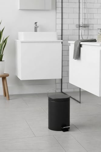 Detalle de MSV Poubelle Cosmétique de Salle de Bain en Acier Inoxydable, Seau Intérieur Amovible, Ø3L, Noir Mat