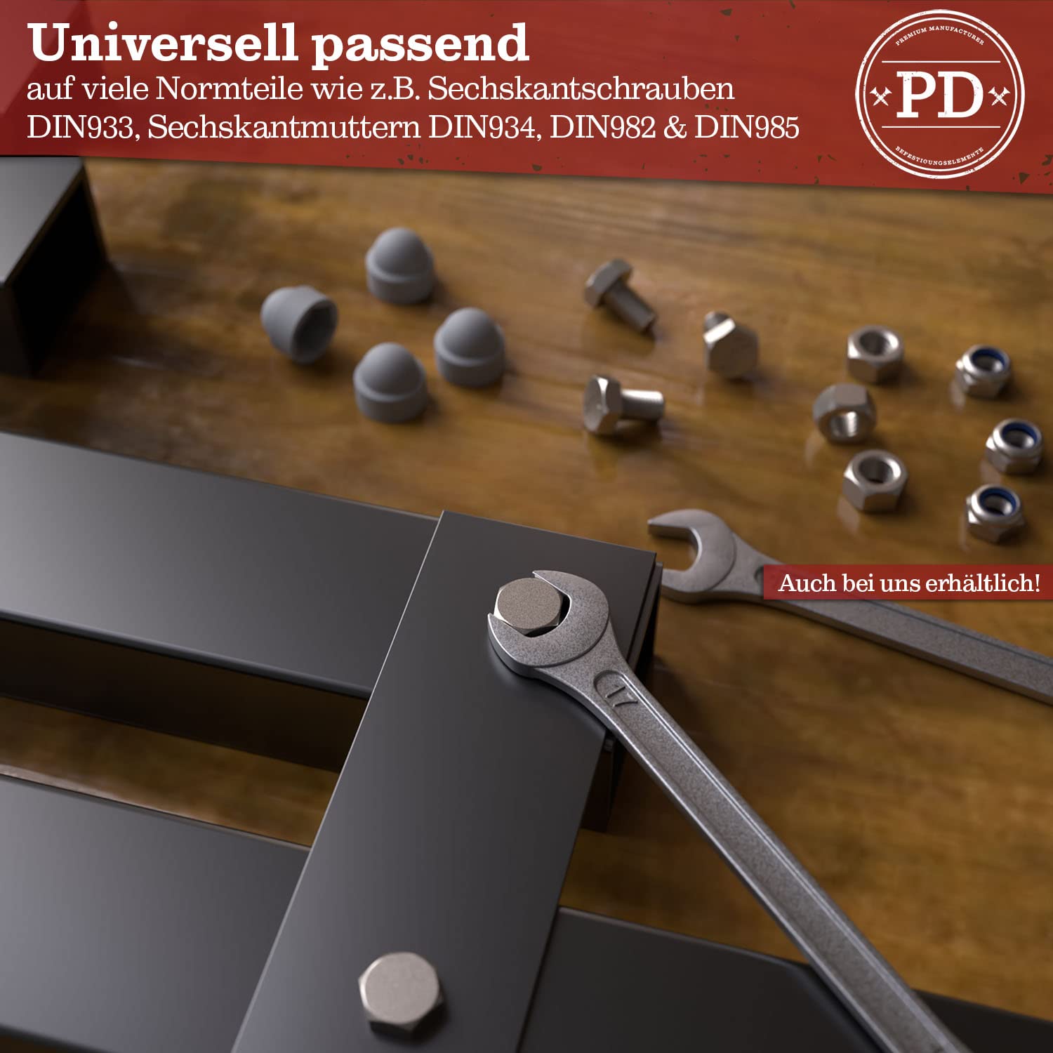 Thumbnail 3 de PD® Sechskant Schutzkappen M5 (Schlüsselweite 8) – Abdeckkappen aus Kunststoff, Grau, 10 Stück
