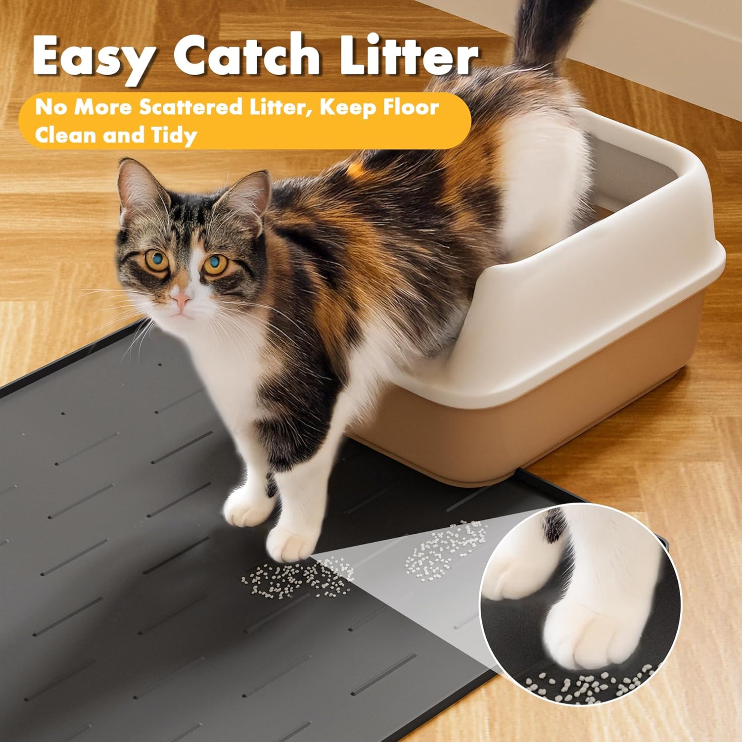Detalle 2 de Pieviev Cat Litter Mat (102 x 71 cm) – Extra Large Silicone Litter Tray Mat