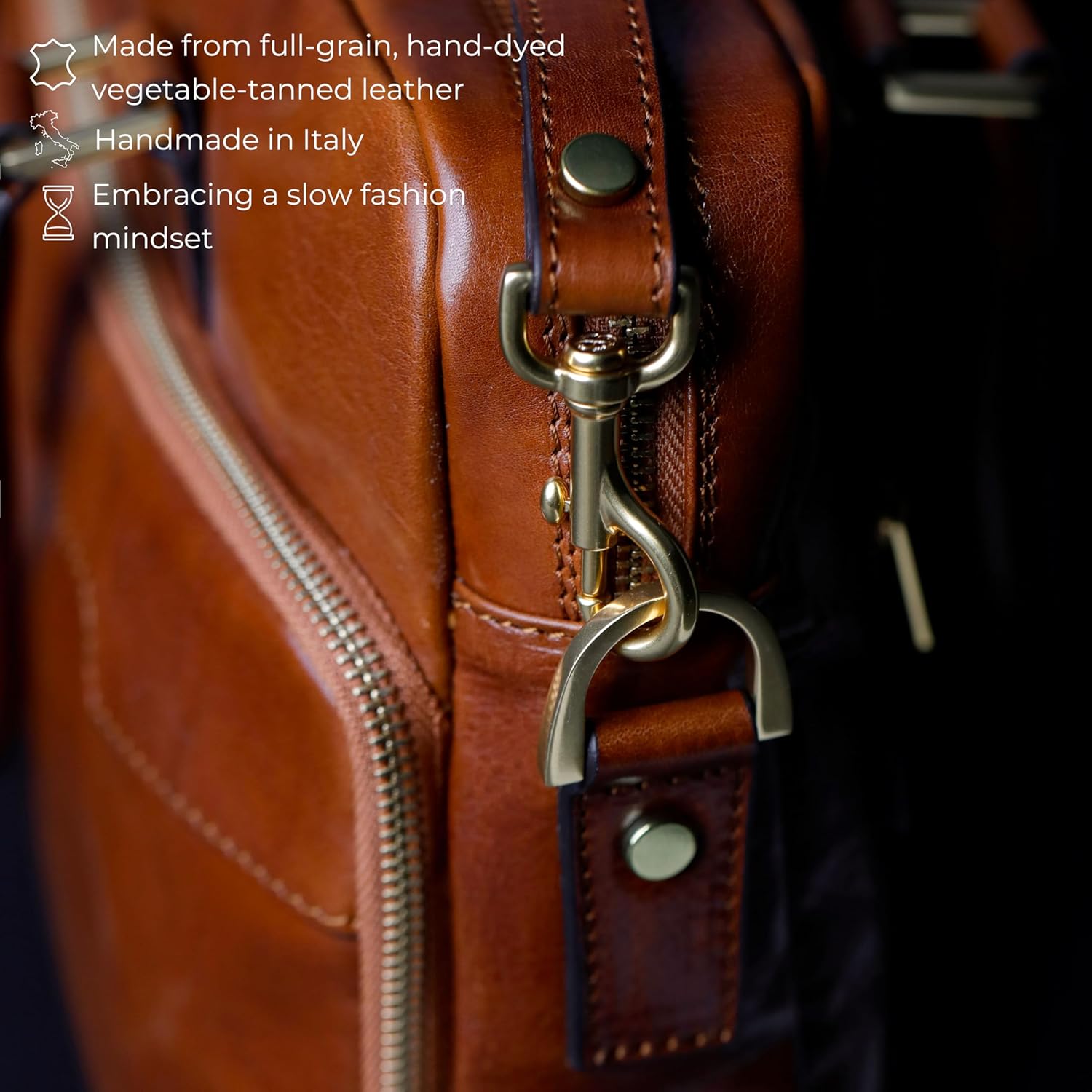 Thumbnail 3 de Time Resistance Leather Laptop Bag – 13 inch Leather Briefcase in Cognac Brown