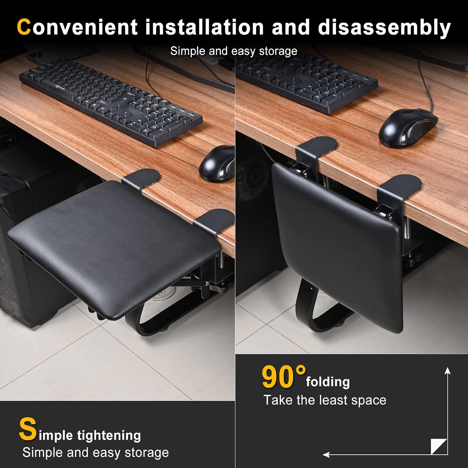 Detalle 2 de Giecy Extension de repose-bras pour bureau d’ordinateur : accoudoir rembourré pliable
