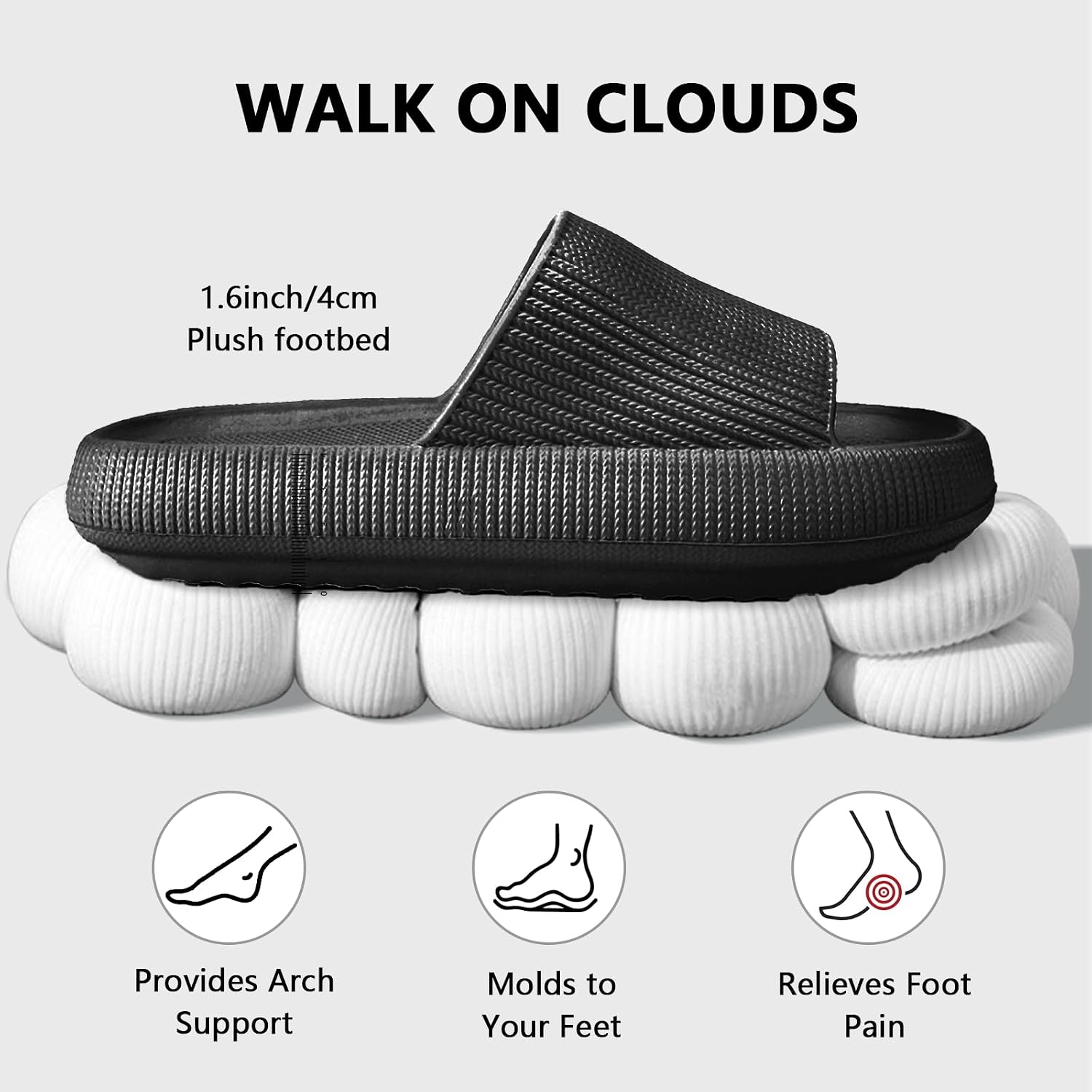Detalle 2 de HEOAARG Chaussons antidérapants pour homme & femme « nuage » à séchage rapide