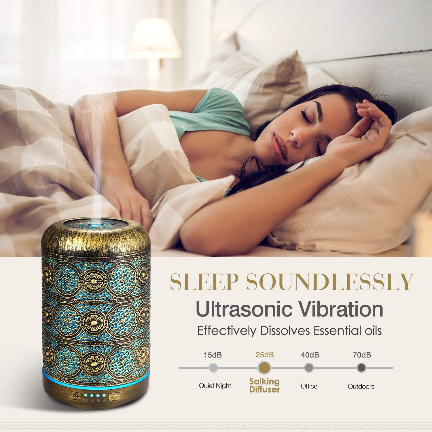 Thumbnail 5 de Salking Diffusore di Oli Essenziali 260 mL in Metallo — Umidificatore per Aromaterapia con 7 Colori e LED Vintage