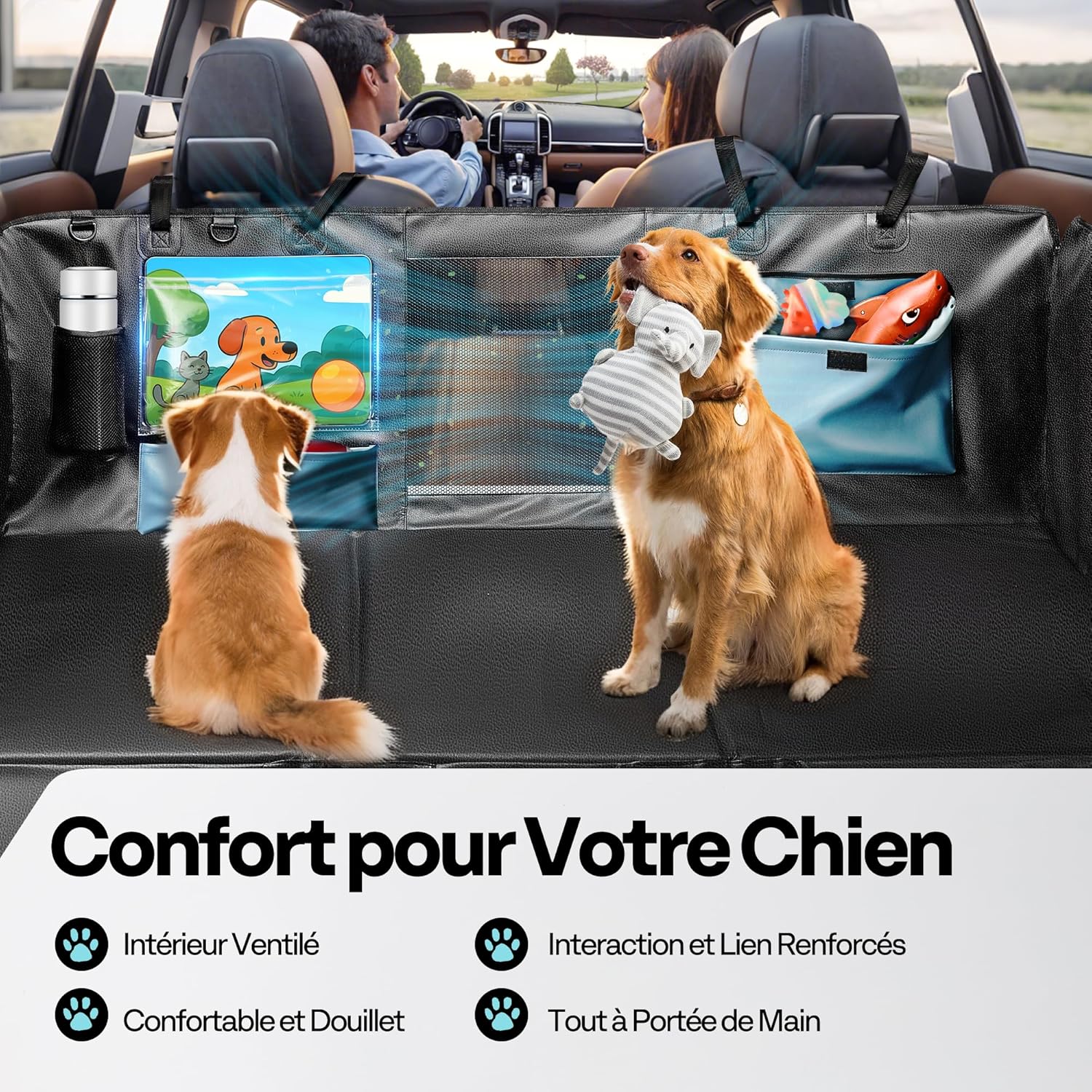 Detalle de MellowMates Couverture pour Chien – Siège arrière SUV et petits camions, protection complète
