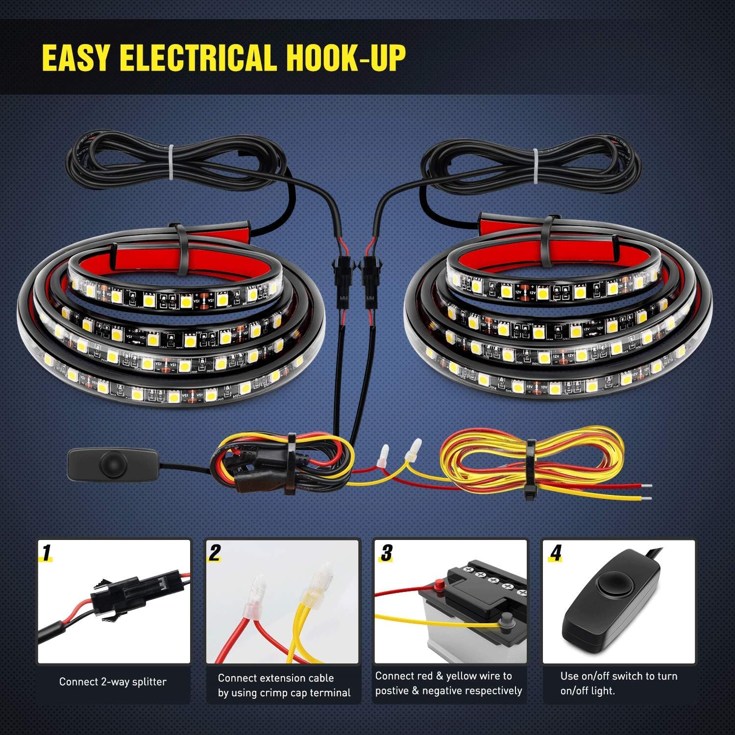 Detalle 2 de Nilight TR-05 2PCS 60-Inch 180-LED Bed Strip Kit with Waterproof On/Off Switch & Splitter