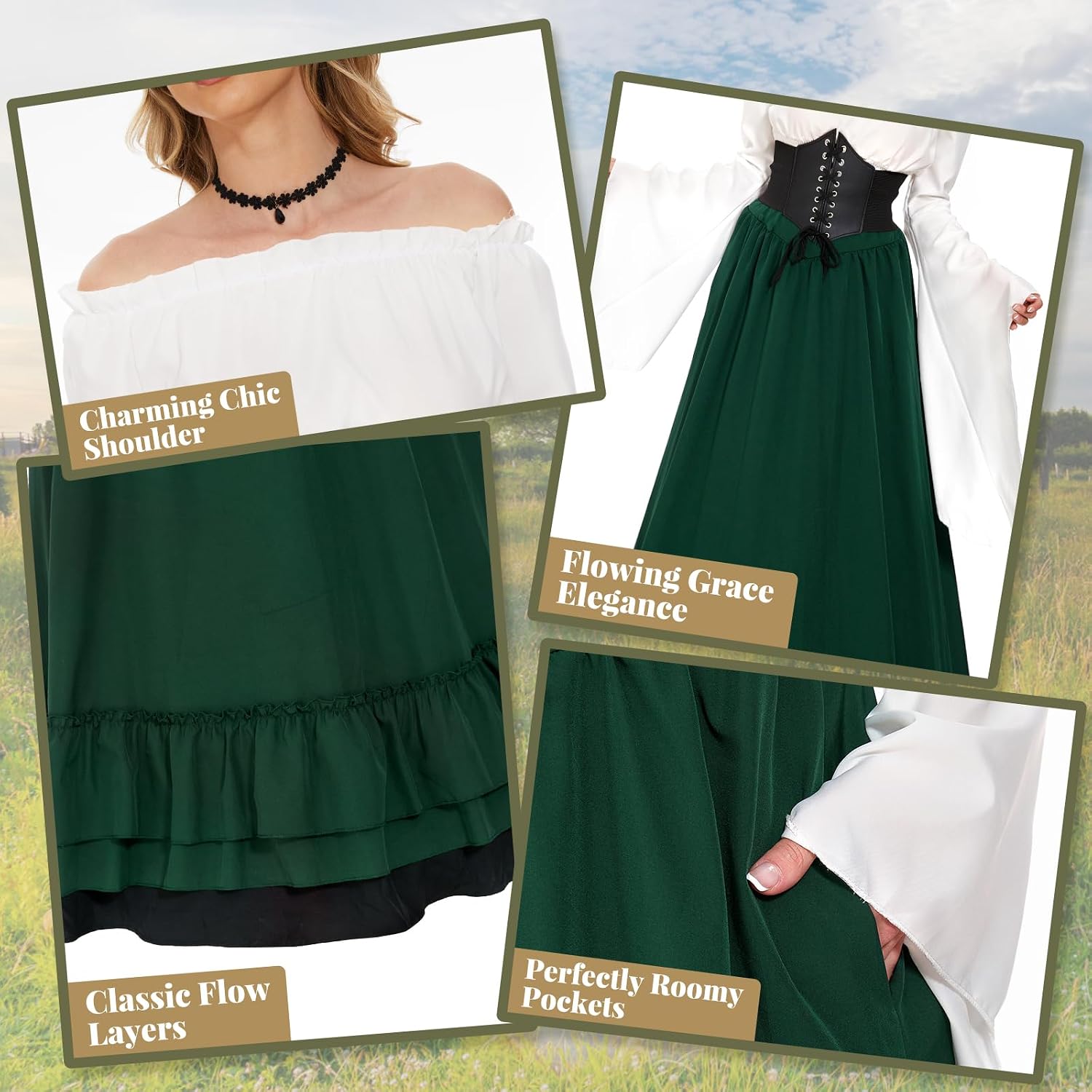 Detalle 2 de JONRRYIN Mittelalter Kleid XXL