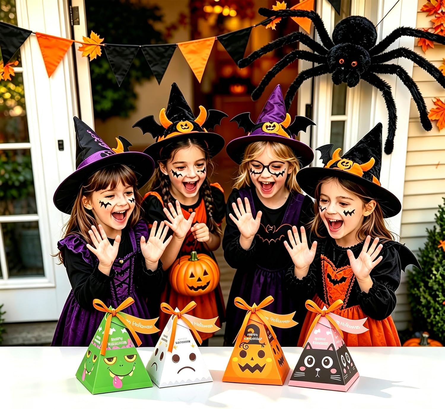 Detalle de Halloween Treat Boxes, 3.5-Inch Pyramid Set