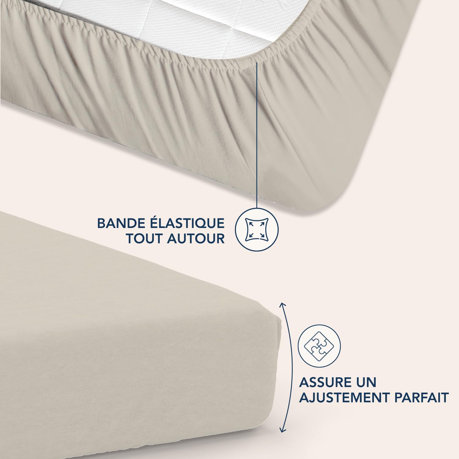 Thumbnail 2 de Dreamzie Drap Housse 160 x 200 35 cm Beige