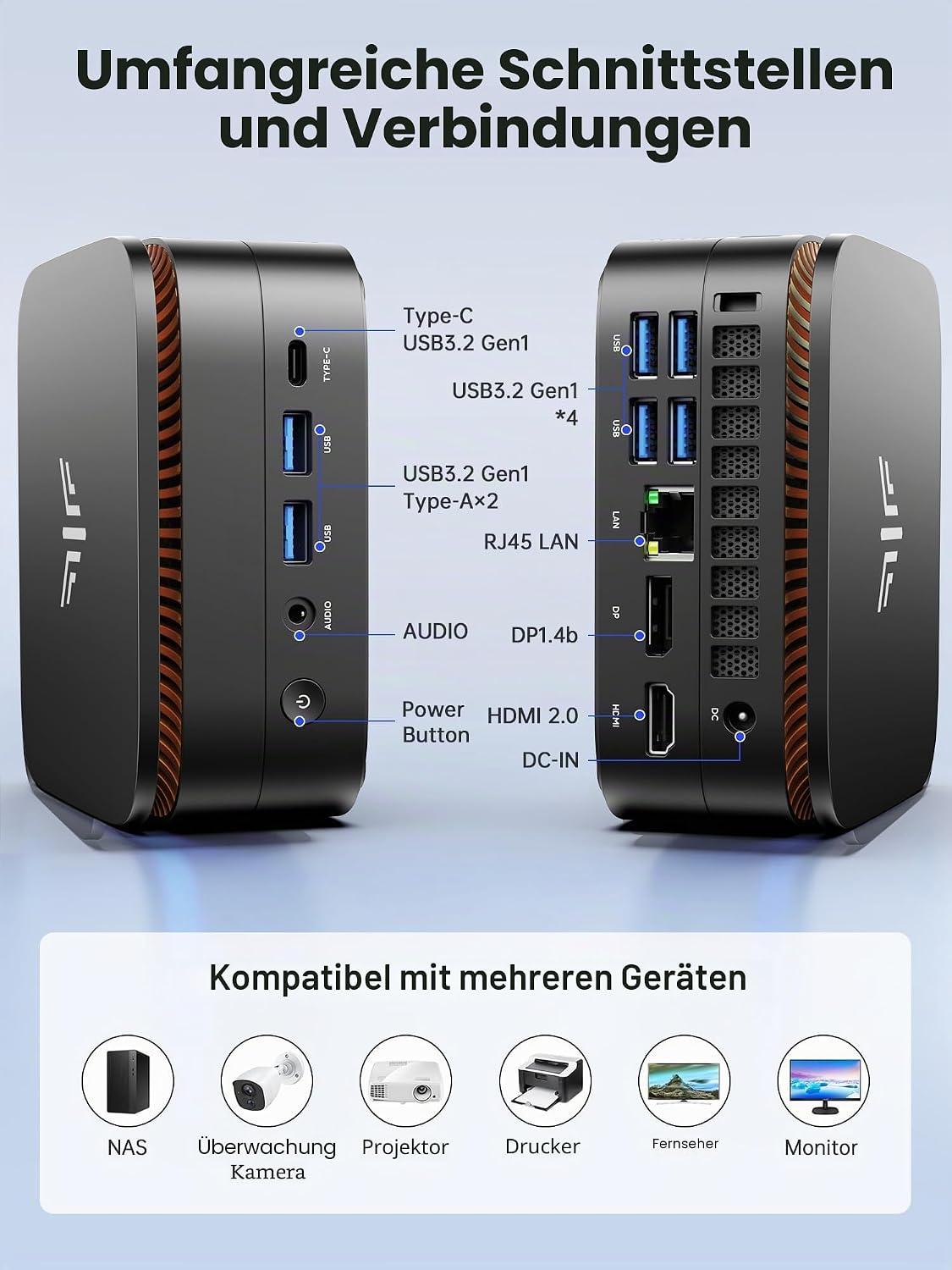 Thumbnail 6 de ACEMAGICIAN Mini PC AK1PLUS mit Intel Pentium N5030 – 12 GB RAM, 256 GB SSD, Windows 11 Pro, 4K HDMI-Dual, Lüfterlos