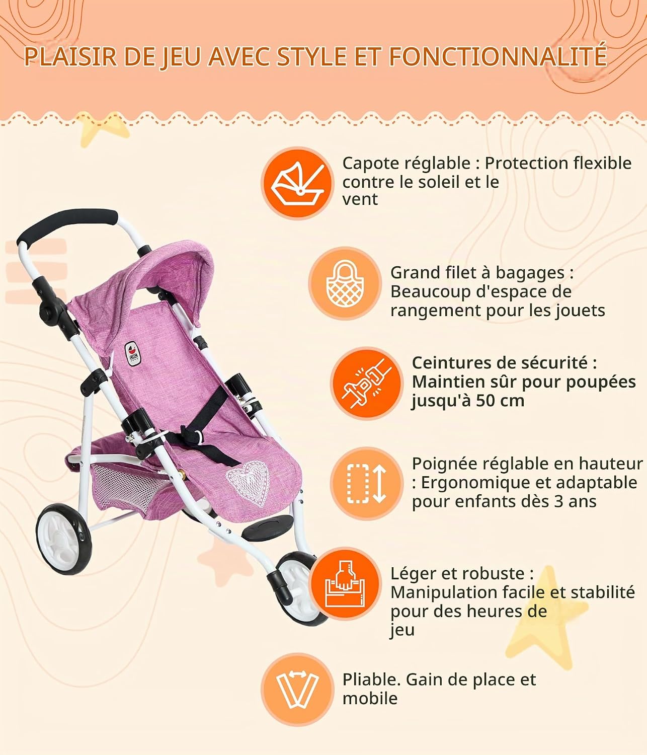 Thumbnail 4 de Bayer Chic 2000 -61215 Lola joggingpoppenwagen, verstelbare duwstang