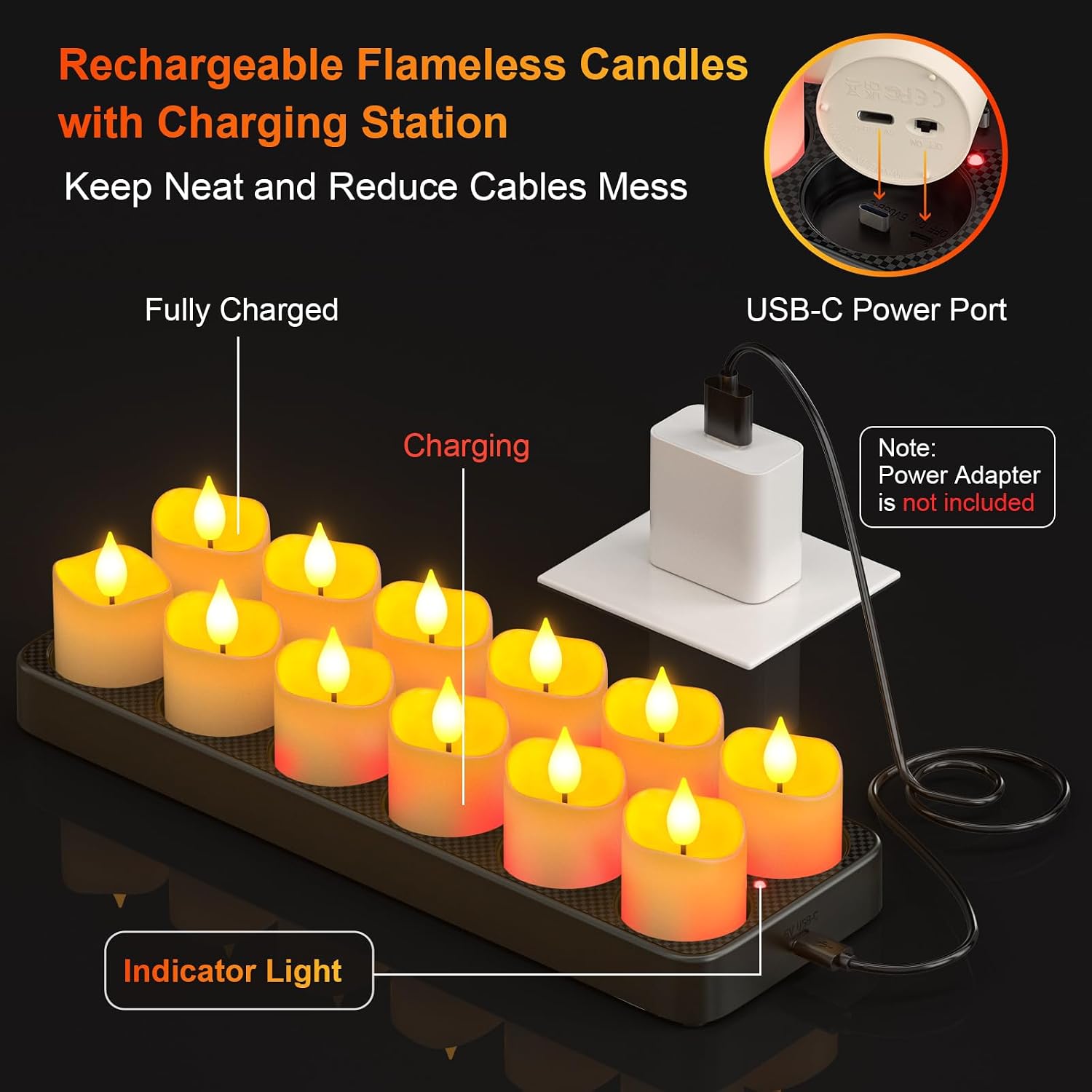 Detalle de SoulBay Rechargeable Tea Lights 12 pack ๐