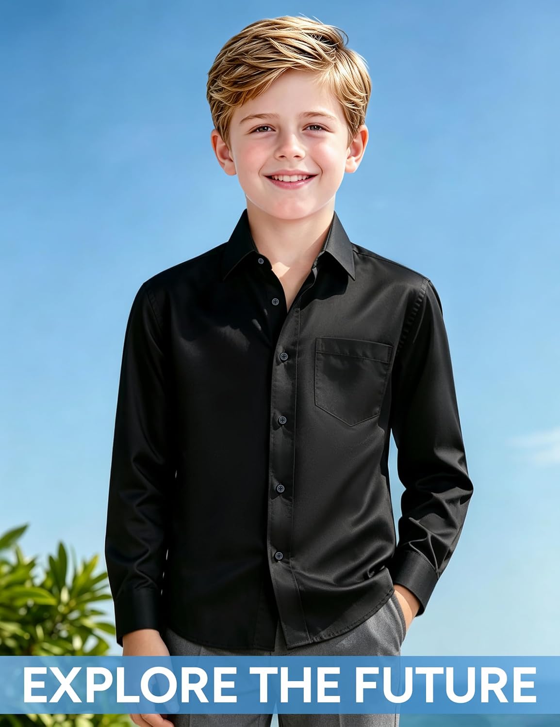 Detalle 2 de Boys' Long-Sleeve Dress Shirt and Tie Set