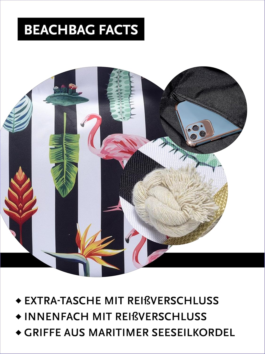 Thumbnail 2 de DonDon Strandtasche XXL mit Reißverschluss – Umhängetasche Damen im Beach Look