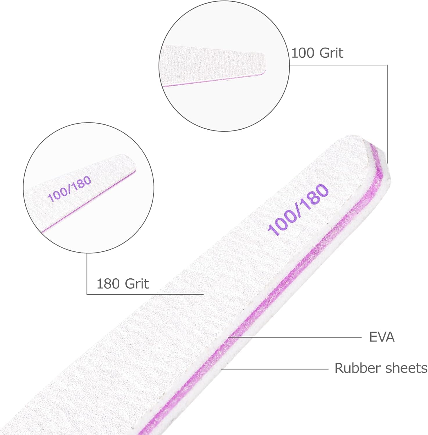 Thumbnail 4 de Limes à ongles double face réutilisables 20 pcs (grit 100/180) pour manucure salon ou DIY