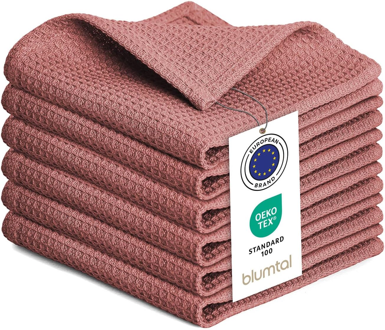 Thumbnail 6 de Blumtal Lot de 6 torchons cuisine 30 x 30 cm en coton gaufré bleu