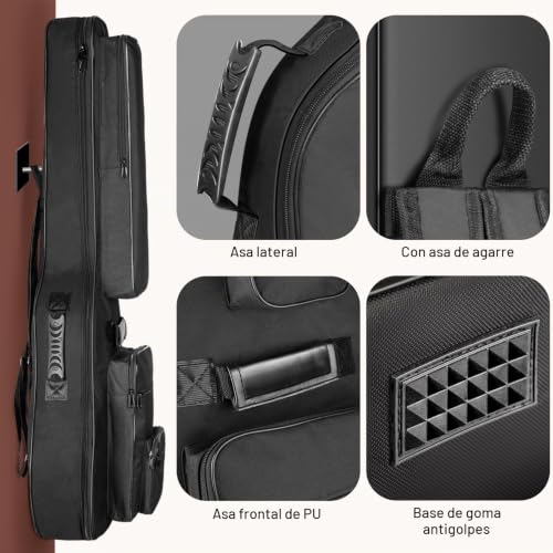 Detalle de CAHAYA CY0181 funda para guitarra acolchada de 8 mm con 6 bolsillos