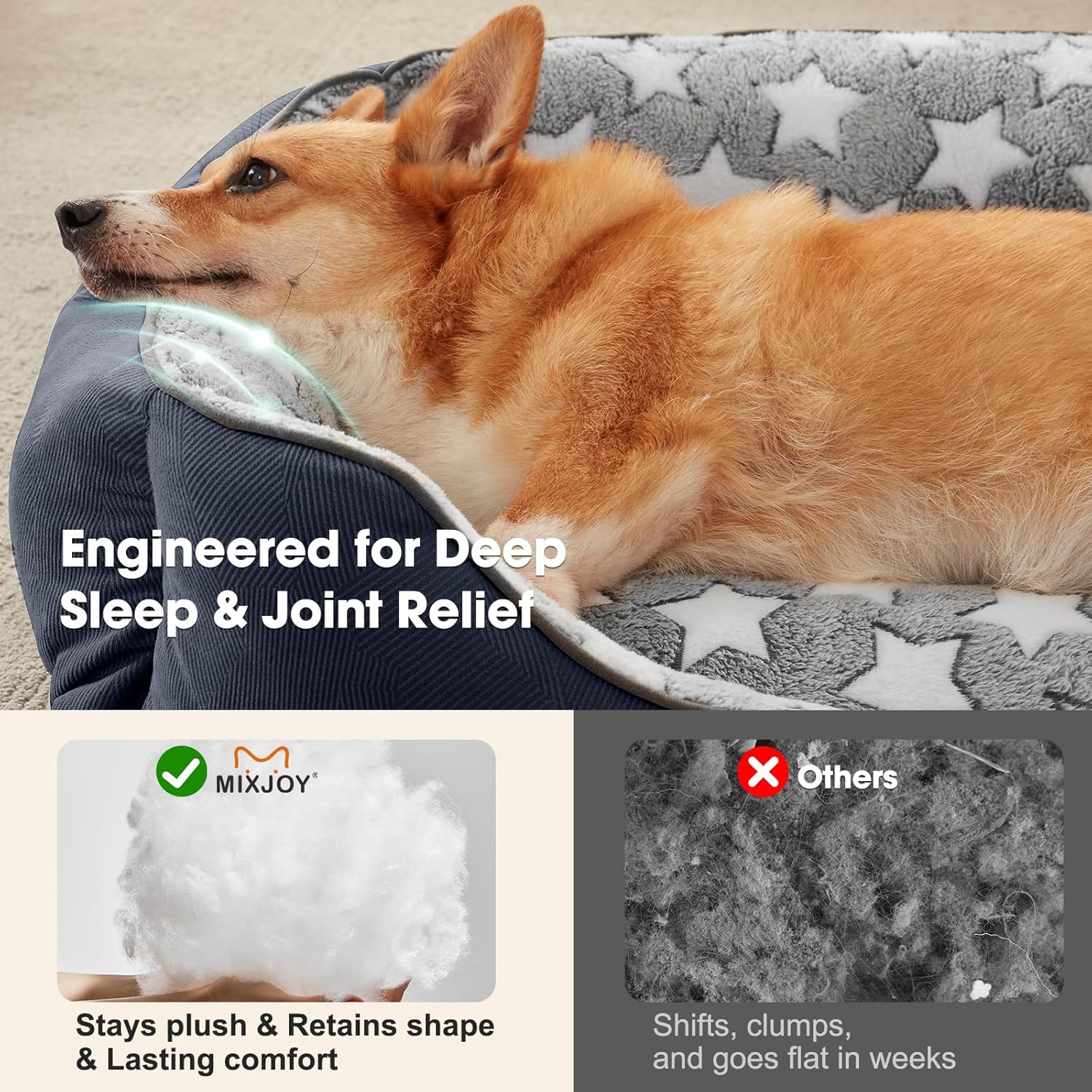 Thumbnail 1 de MIXJOY Medium Dog Bed 64x53 cm — washable cosy bed