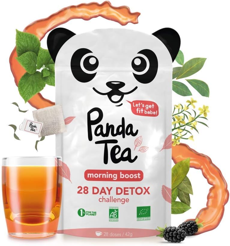 Panda Tea Morning Boost – thé biologique bio, 28 sachets coton