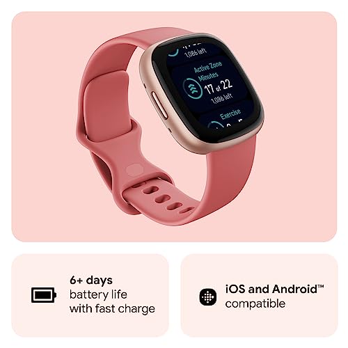 Thumbnail 1 de Fitbit Versa 4 Fitness Smartwatch with Google Health Membership | Pink Sand/Copper Rose Aluminium