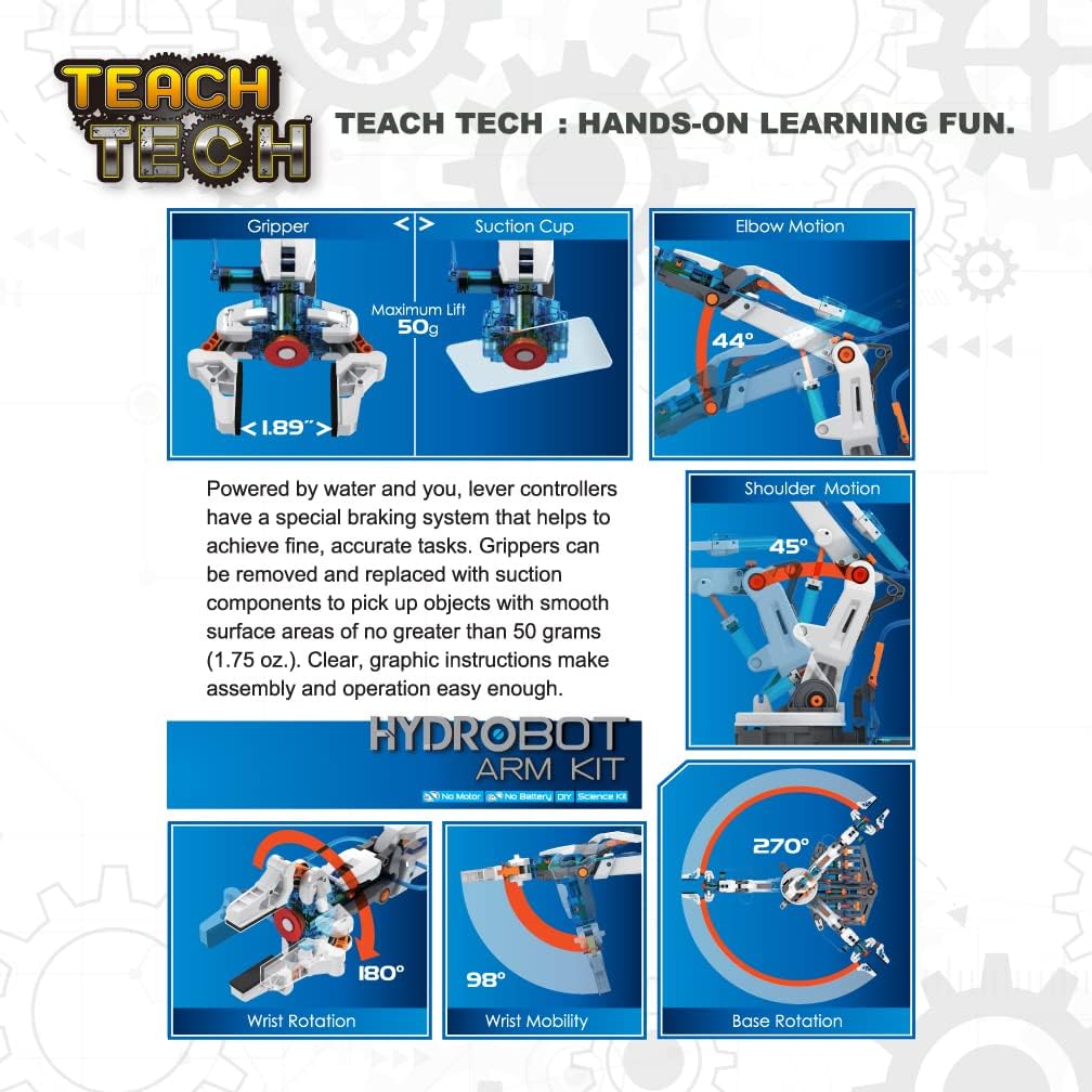 Thumbnail 3 de Teach Tech Hydrobot Arm Kit: Hydraulic 6-Axis Arm for STEM Learning