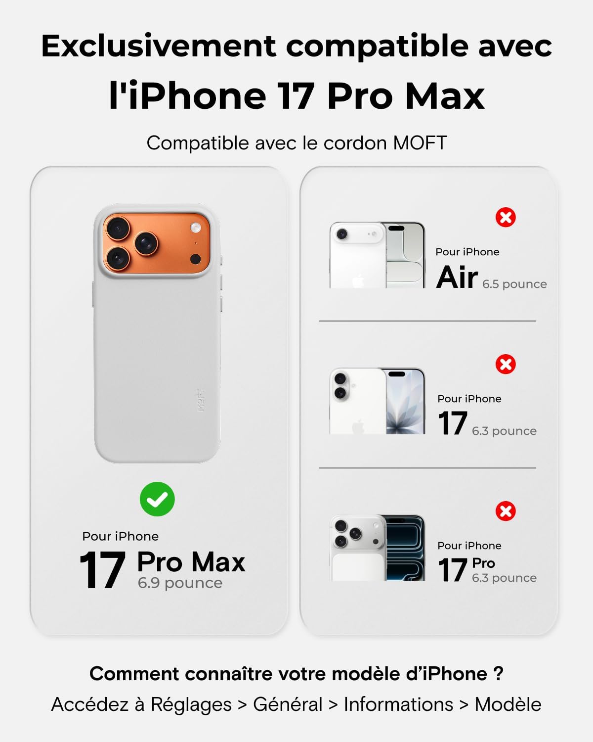 Thumbnail 1 de MOFT MOVAS Snap – Coque Magnétique pour iPhone 17 Pro Max, Vegan Leather Ultra Slim et Anti-Taches