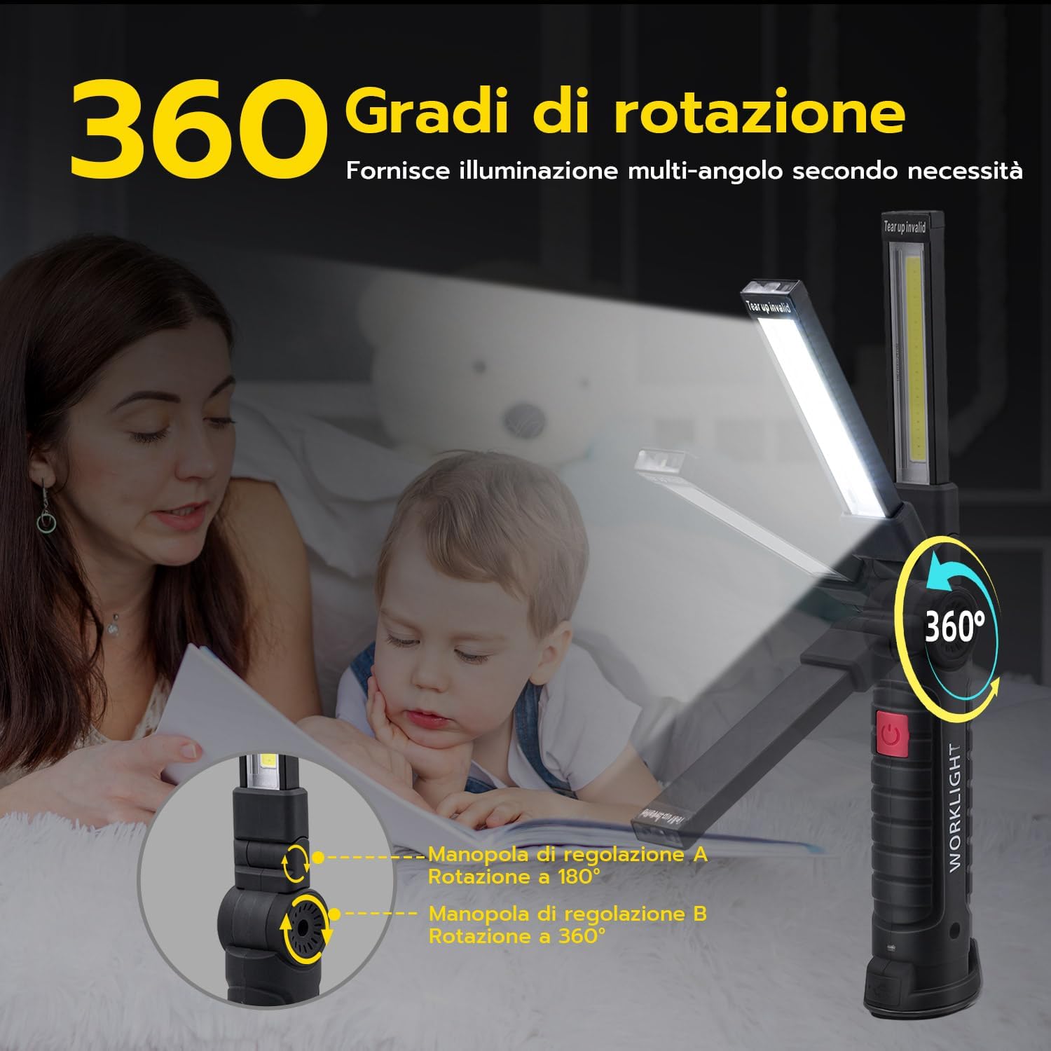Thumbnail 3 de Tolesum torcia LED ricaricabile Type-C con magnete e testa 360° (5 modalità)