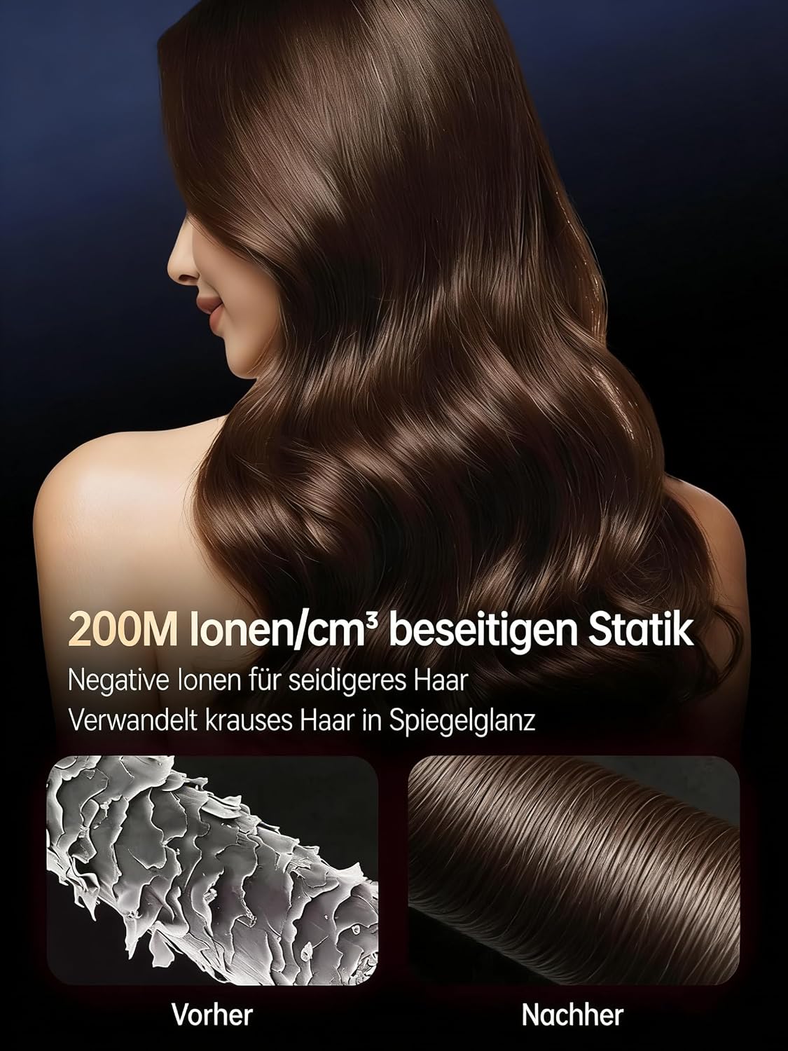 Detalle de Föhn Ionen Haartrockner 1800W mit Diffusor – kompakt, leicht und ideal für Reisen