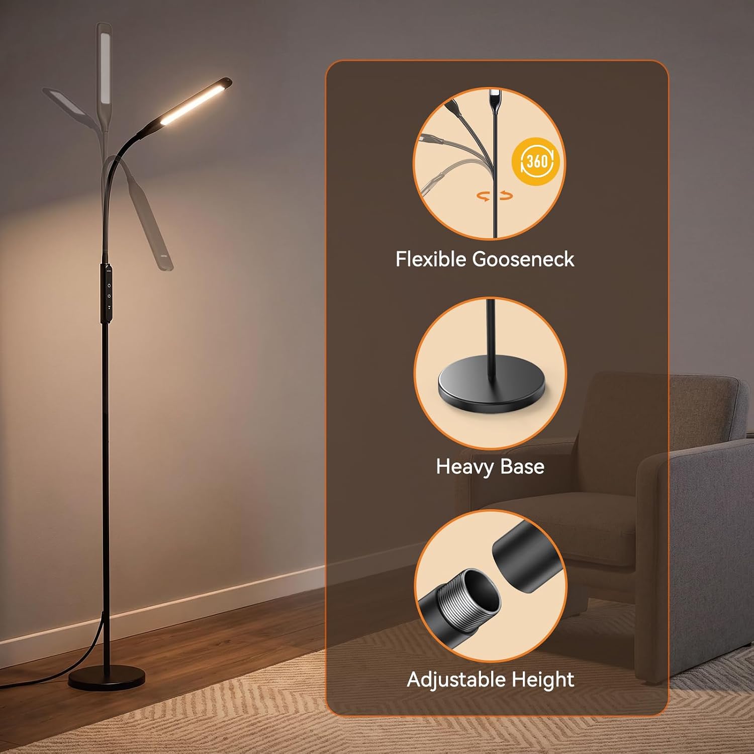 Thumbnail 6 de LASTAR LS-SL003 LED Floor Lamp with Remote, Touch Control and Flexible Neck