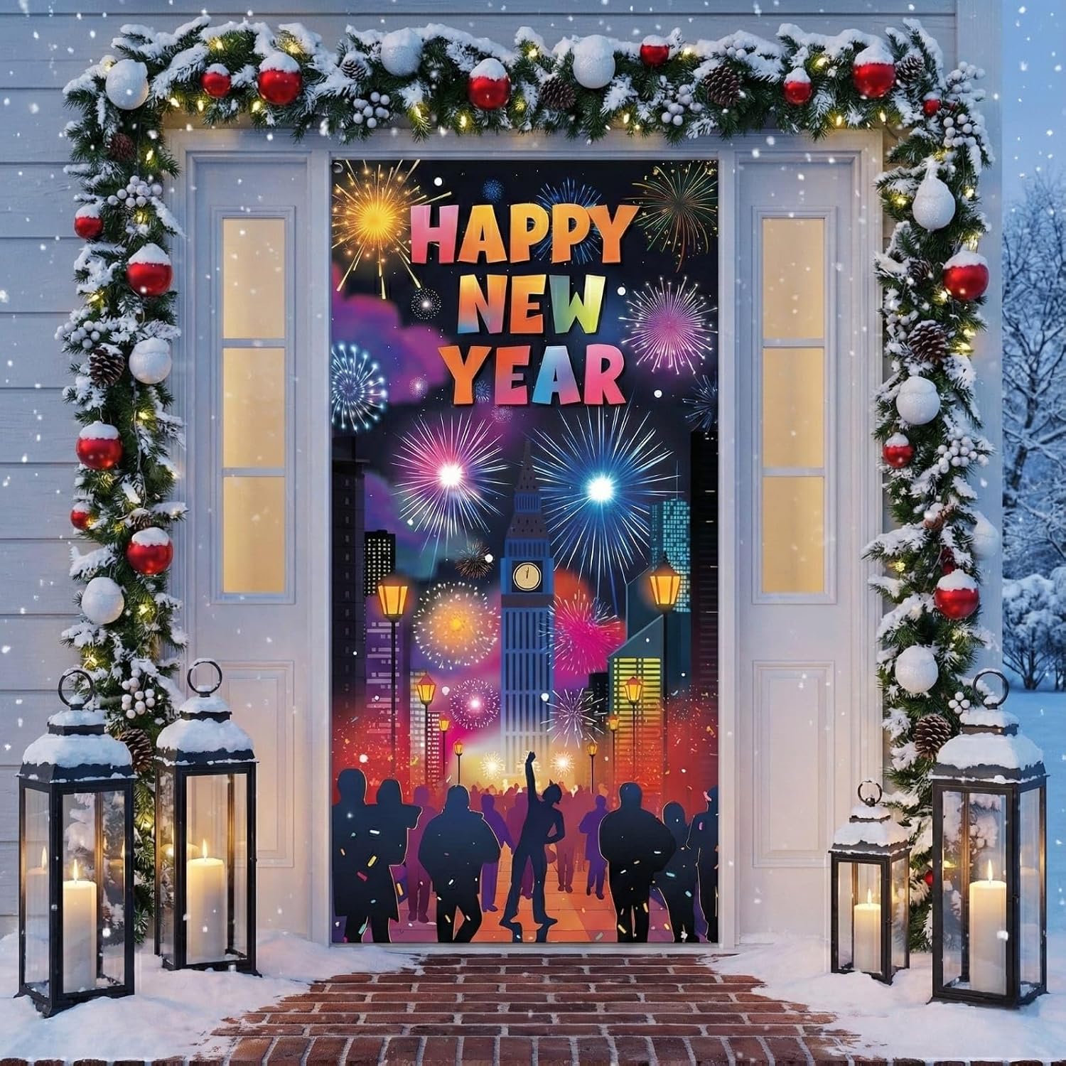 Detalle 1 de KatchOn XtraLarge Happy New Year Door Cover 74x36