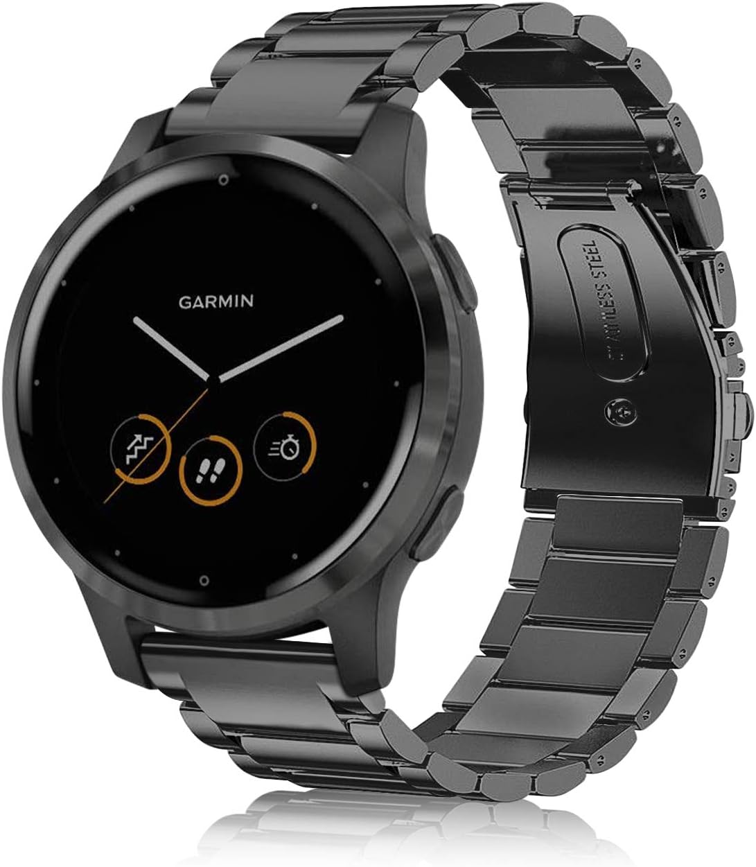 Detalle de FINTIE Armband für Garmin 45mm, Edelstahl schwarz