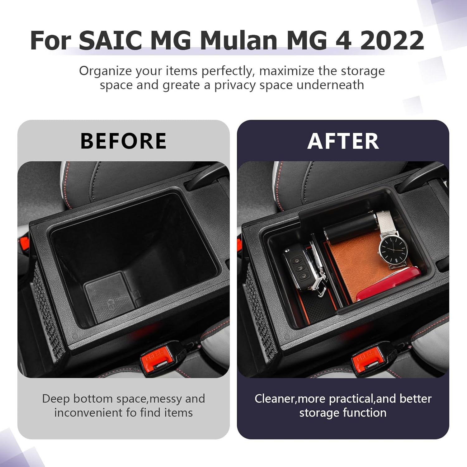 Detalle de LUWU Centre Console Storage Box for MG 4 EV MG4 Electric (EH32) 2022–2025