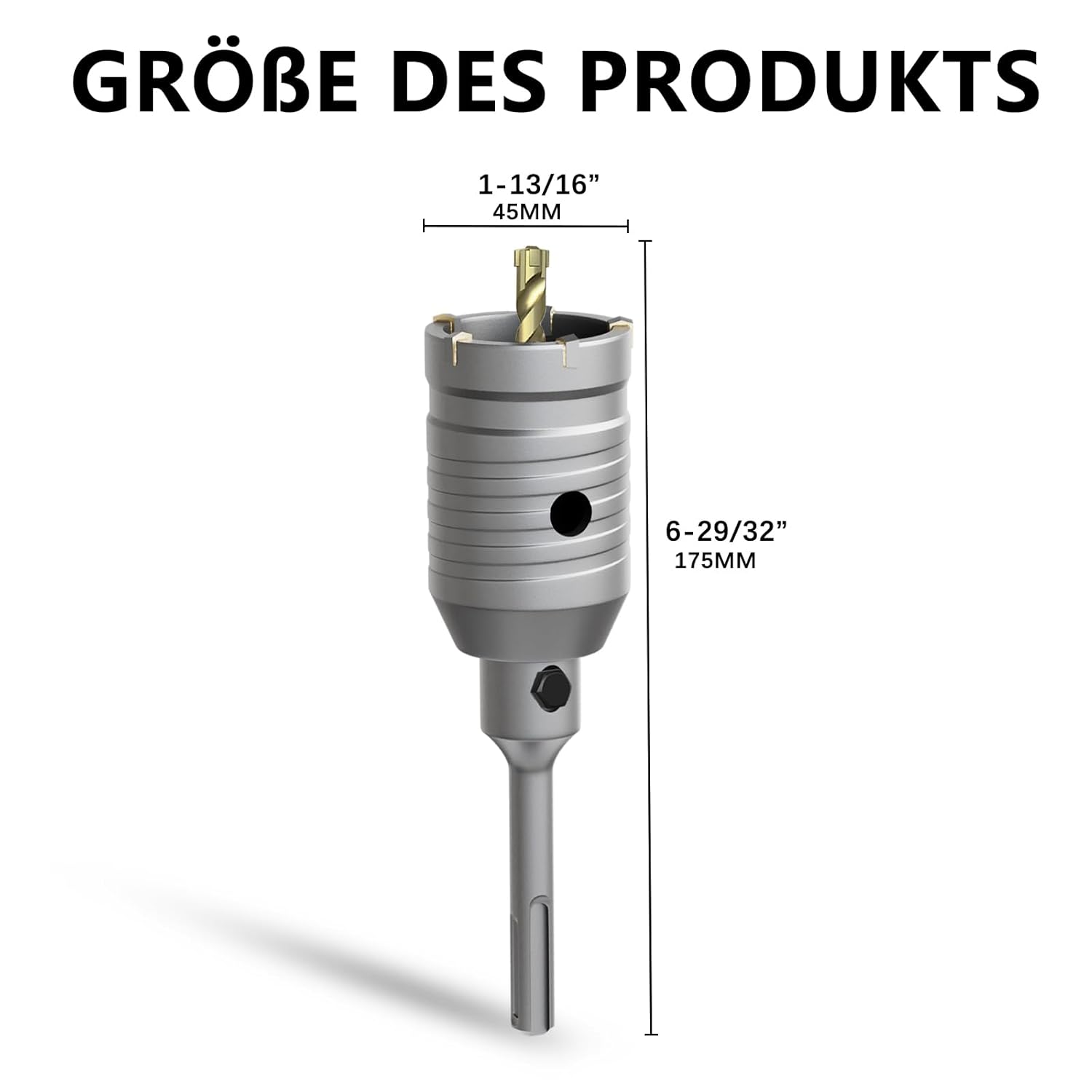 Thumbnail 1 de METOTY 45 mm Bohrkrone mit SDS-Plus Adapter (110 mm) für Dosenbohrungen in Mauerwerk