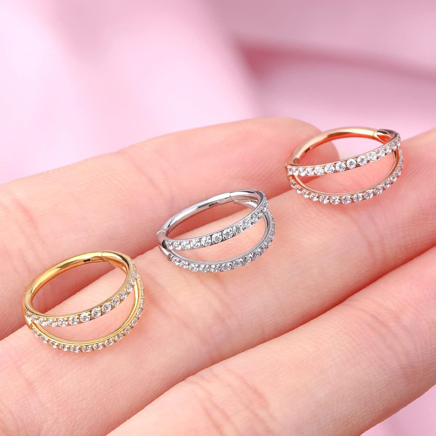 Detalle 2 de OUFER Boucles hélix 16G double rang zircone