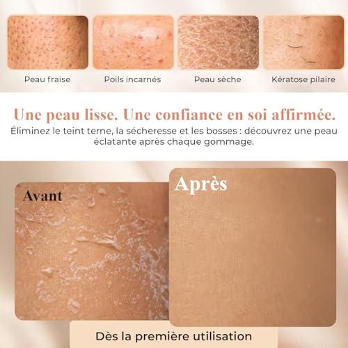 Detalle de Gant Exfoliant Corps pour la Douche en viscose 100% naturelle – L'Exfose, lot de 2