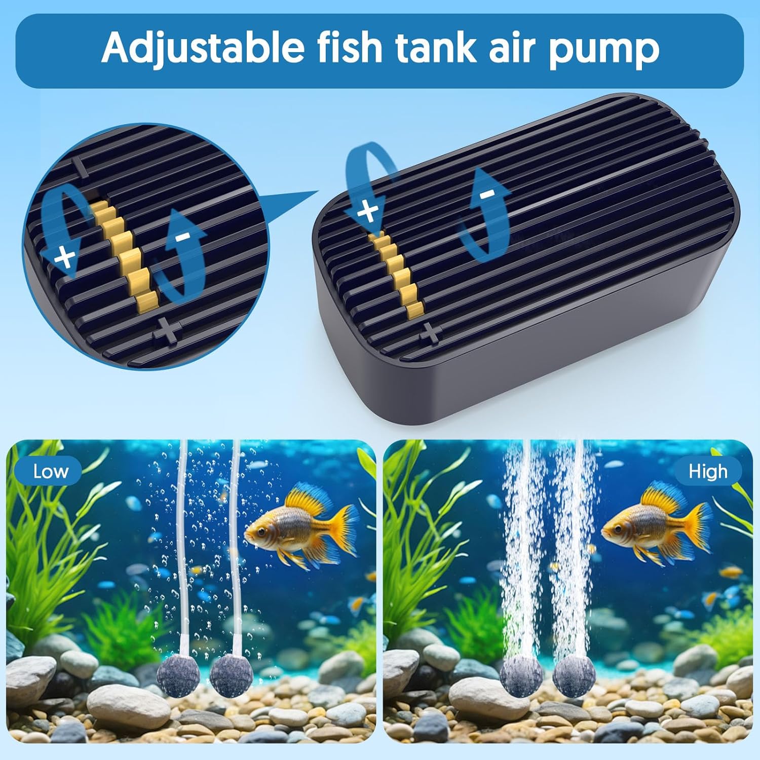 Detalle 2 de QZQ Air Pump Silent Adjustable 450 L capacity 🐠