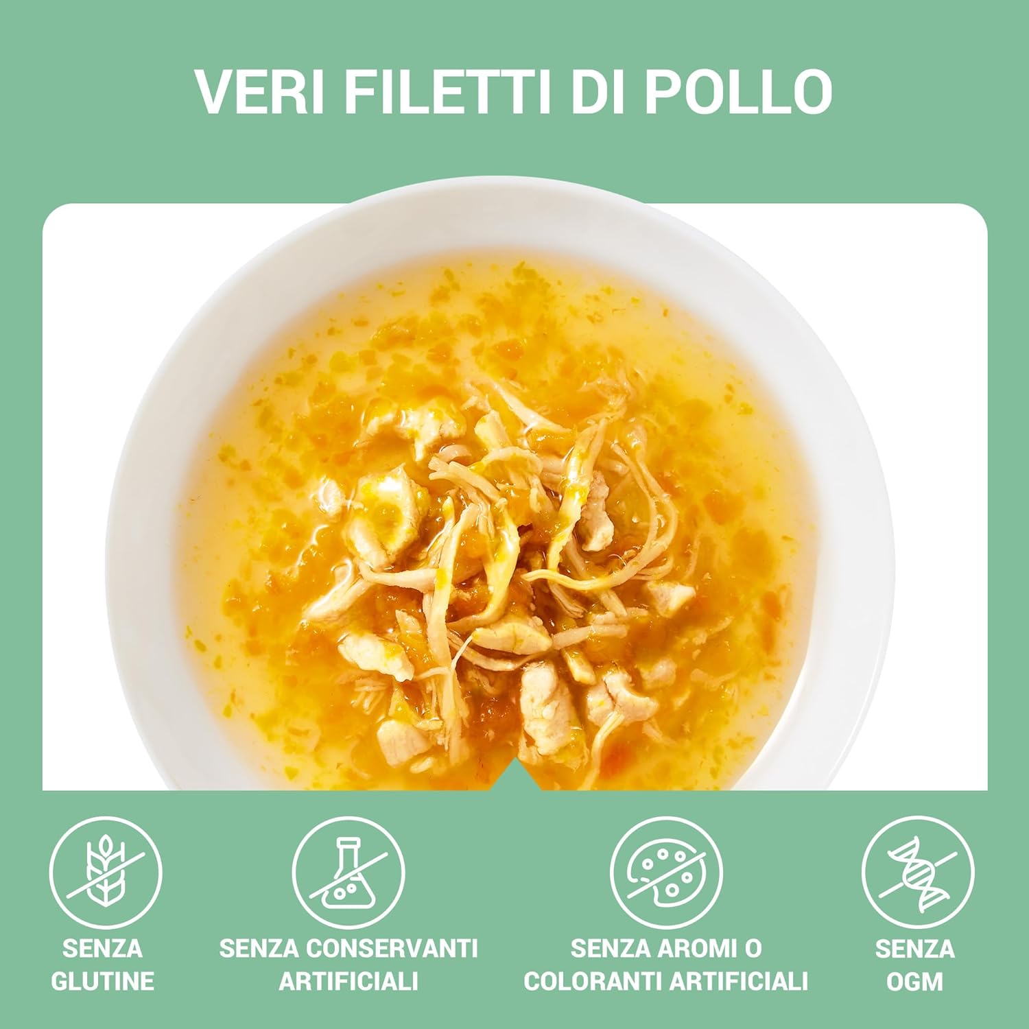 Detalle de Schesir Zuppa con Filetti di Pollo, Carote e Zucca in busta: alimento umido naturale per gatti