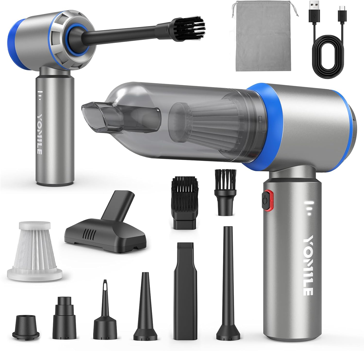 Aspirateur à main sans fil 25000 Pa / 120 W – mini aspirateur voiture avec moteur sans brosse et 3 vitesses