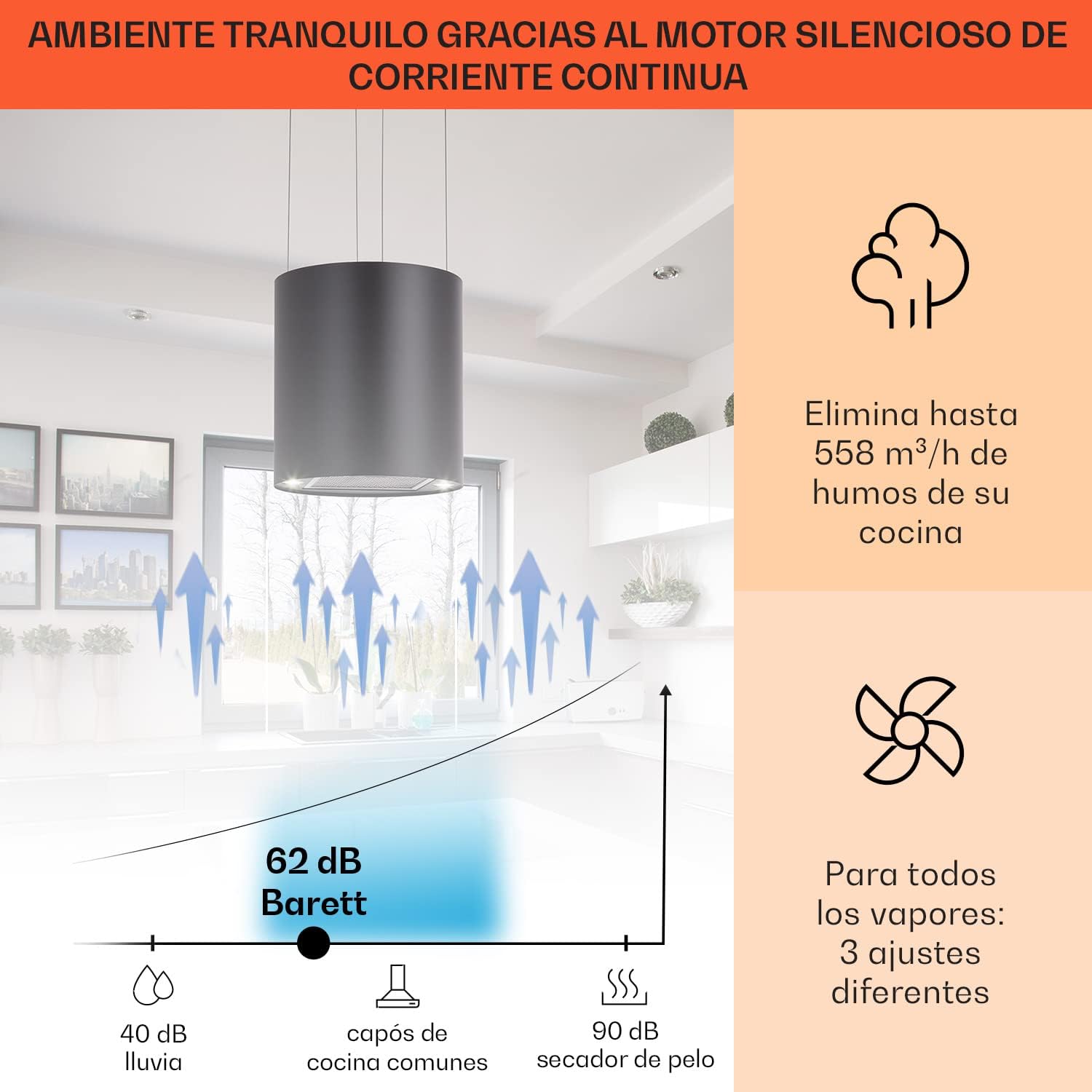 Detalle de Klarstein Campana Isla Cocina Extractor