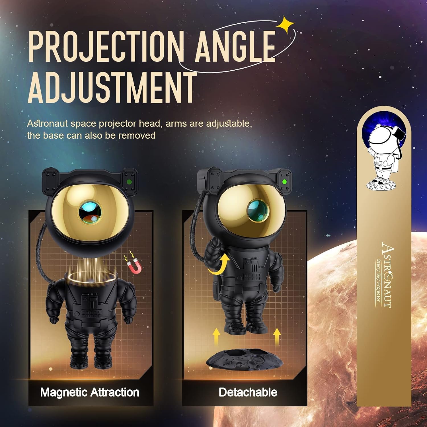 Detalle de Mooyran TYD-YHY-001 Astronaut Galaxy Projector with Remote and 9 Nebula Effects