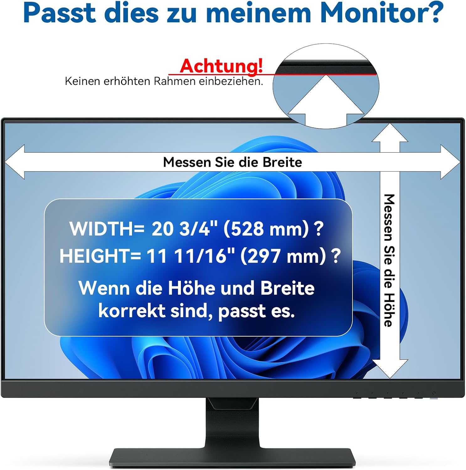 Thumbnail 3 de IPROKKO 23,8 Zoll Sichtschutzfolie für 16:9 Monitor – Datenschutz, Anti‑Blau-Licht, Blickschutz