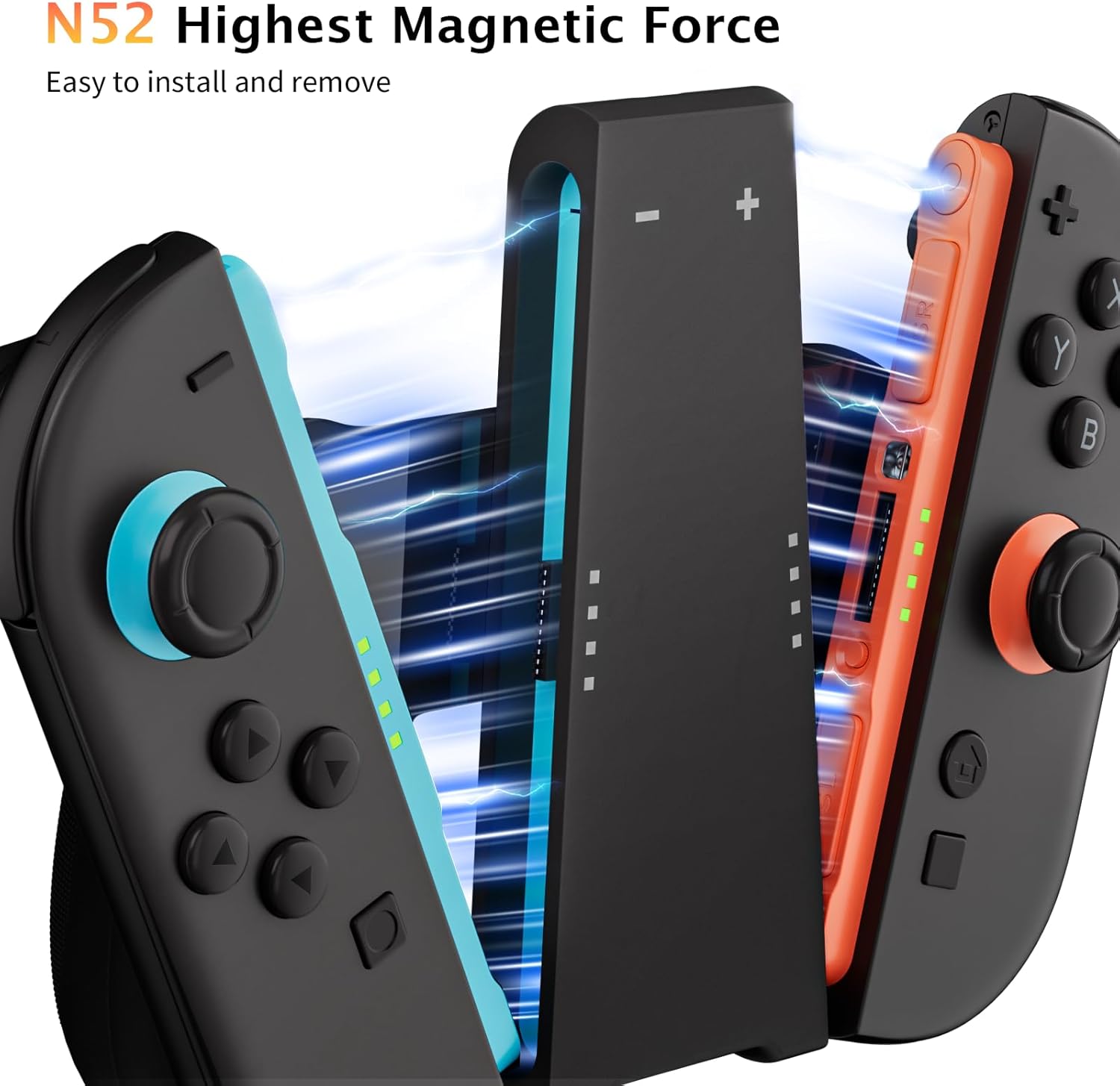 Thumbnail 3 de COOWPS 3-In-1 Ladegriff und Dock für Nintendo Switch 2 Joy-Con (2025) – Ergonomische Griffe, Magnetbasis, Schnelllade-Dock, 9 RGB-Modi