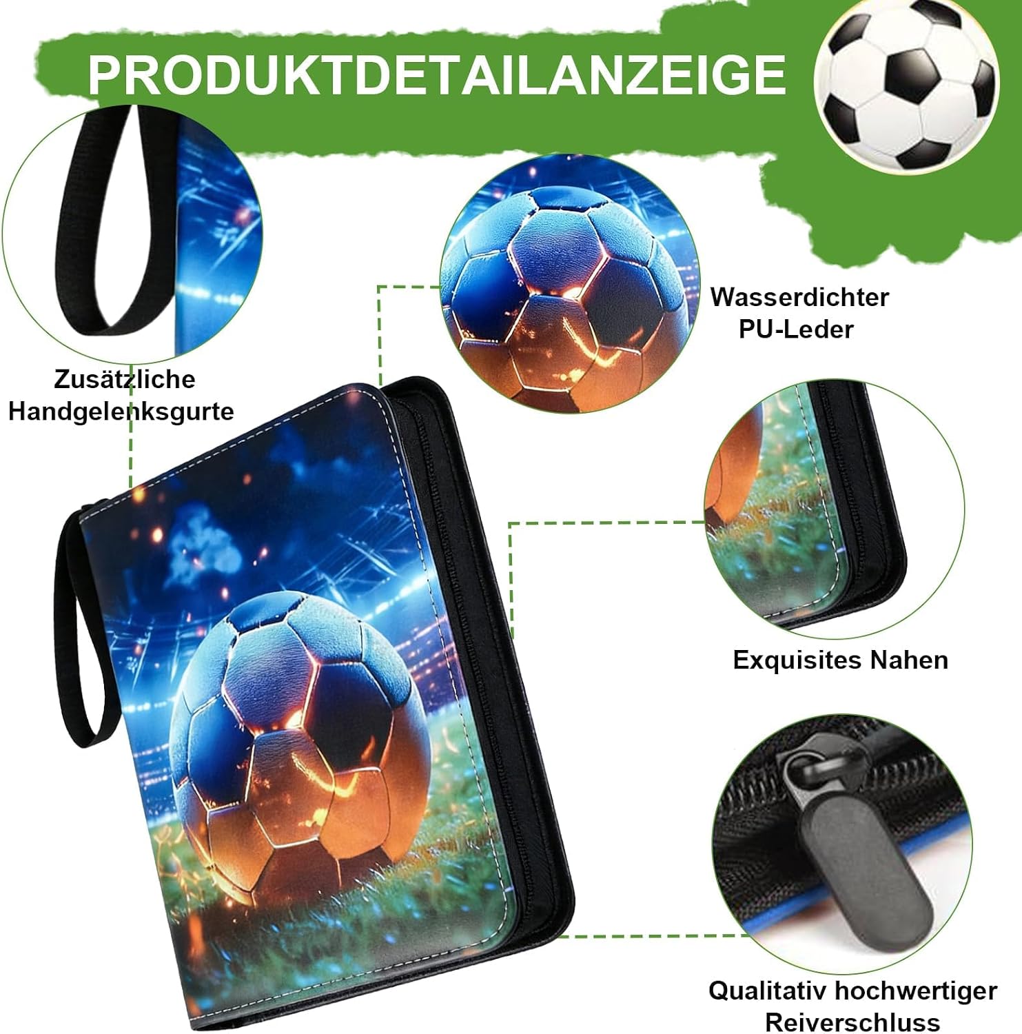 Detalle de Sammelkarten Album Fußballkarten – 400 Karten, 4 Taschen pro Seite, 50 Seiten